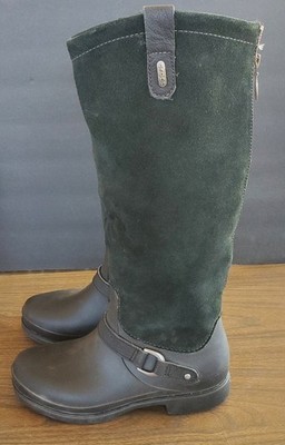 Vintage Ultra Rare CROCS 10th Anniv. Tall Lined Zip Up Black Riding Boots Sz 8