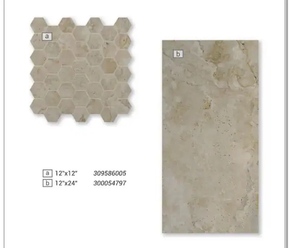 Шестиугольная фарфоровая плитка Romna Almond 2 дюйма x 2 дюйма пол и стены, 8 кв. футов/футляр - Изображение 3 из 4