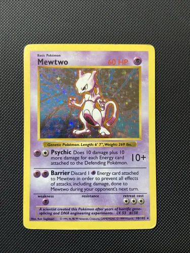 SHADOWLESS Mewtwo Unlimited 10/102 Holo Pokemon TCG Card - MP
