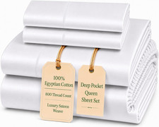 Egyptian Cotton Sheet Set Sateen Soft Durable Deep Pocket Hotel Luxury Bedding