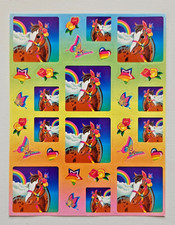 VTG Lisa Frank Sticker Sheet Complete Rare  S247 Horses Rainbows and butterfly