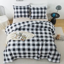 Black White Comforter Set Twin Size, Classic Buffalo Plaid Comforter Bedding ...