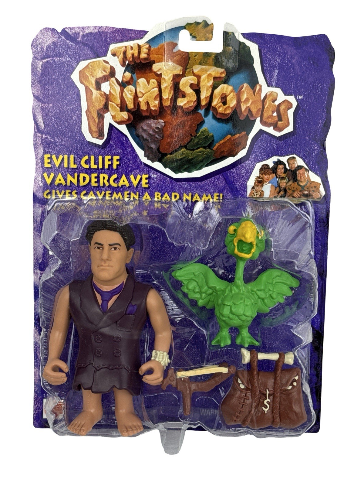 The Flintstones ""Evil Cliff Vandercave"" Action Figure Mattel MOC NEW Sealed 1993