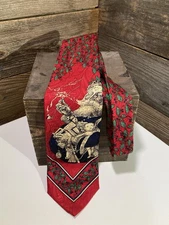 Ferrell Reed For Johnston & Murphy Old World Santa Tie Silk USA EUC Christmas