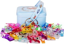 100 Sewing Fabric Clips with Tin Box, Quilting Supplies, Craft Tools, Assorte...
