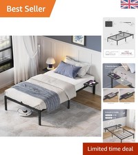 Minimalist Ink Black Single Bed Frame with Easy Assembly & Storage Features