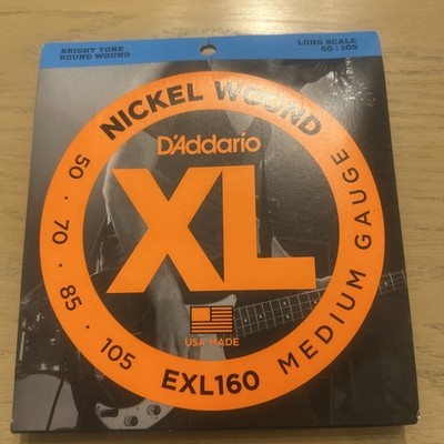 New D'Addario EXL160 Nickel Wound Bass, Medium, 50-105, Long Scale