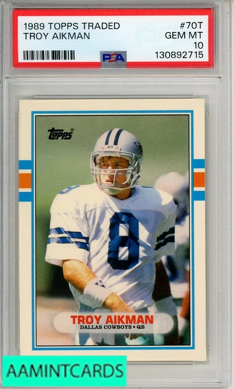 Troy Aikman Football Grade 10 Rookie Sports Trading Cards