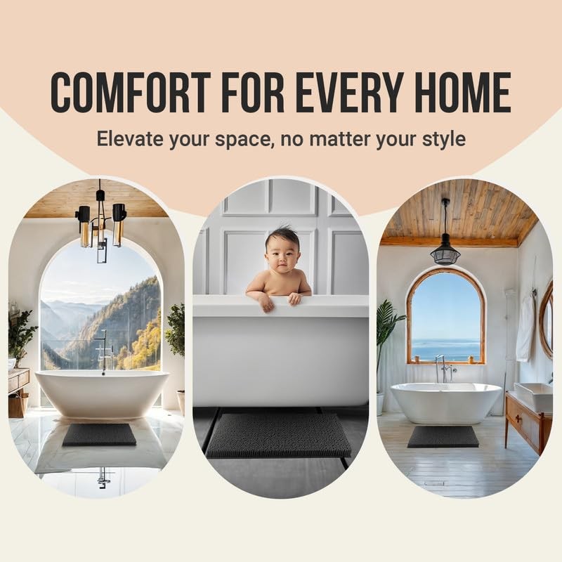 Chenille Bath Mats, Plush Absorbent Bath Mats Quick Dry, Soft  Machine Washab...