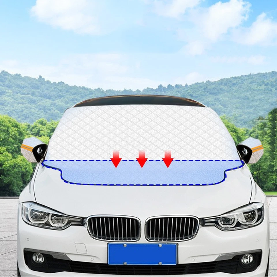 Car Truck Windshield Cover Winter Snow Ice Rain Frost Guard Sun Shade Outdoor - Image 3 of 4