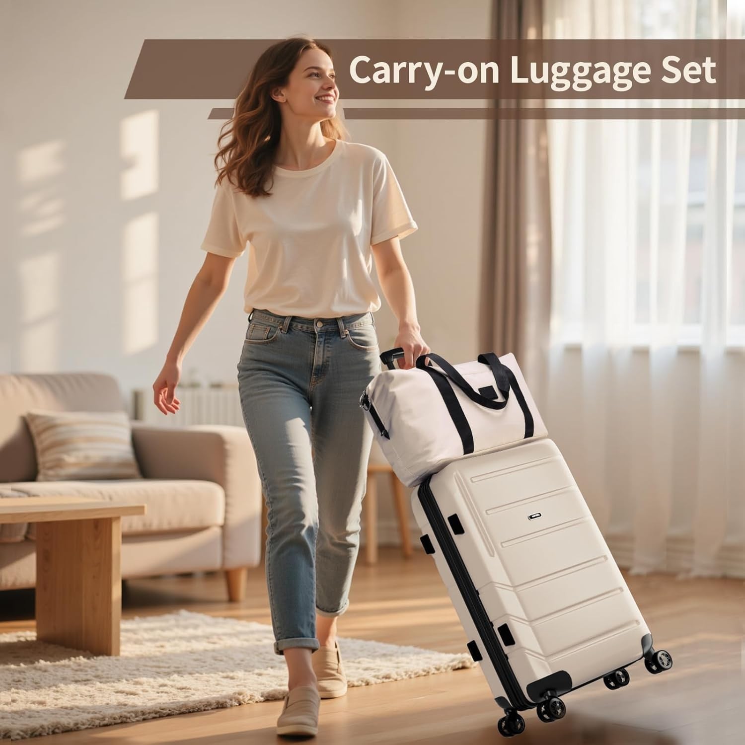 3 Piece Luggage Set ABS+PC Hardshell Carry on Travel Suitcases 5-Year Warranty