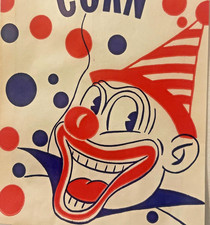 Vintage 1950s NOS Circus Popcorn Bag Jumbo Clown Carnival Concession