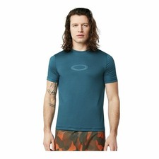 Oakley Men NEW Ellipse Logo Rashguard Petrol Gym Sport T Shirt Size M