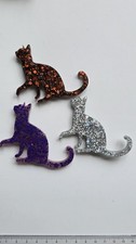 Handmade Resin Fridge Magnets large cats purple brown silver set of 3 large size