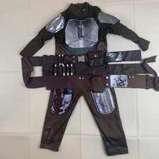 Disney Star Wars Kids Sz 3 Mandalorian Bounty Hunter Costume Jumpsuit  3 Belts
