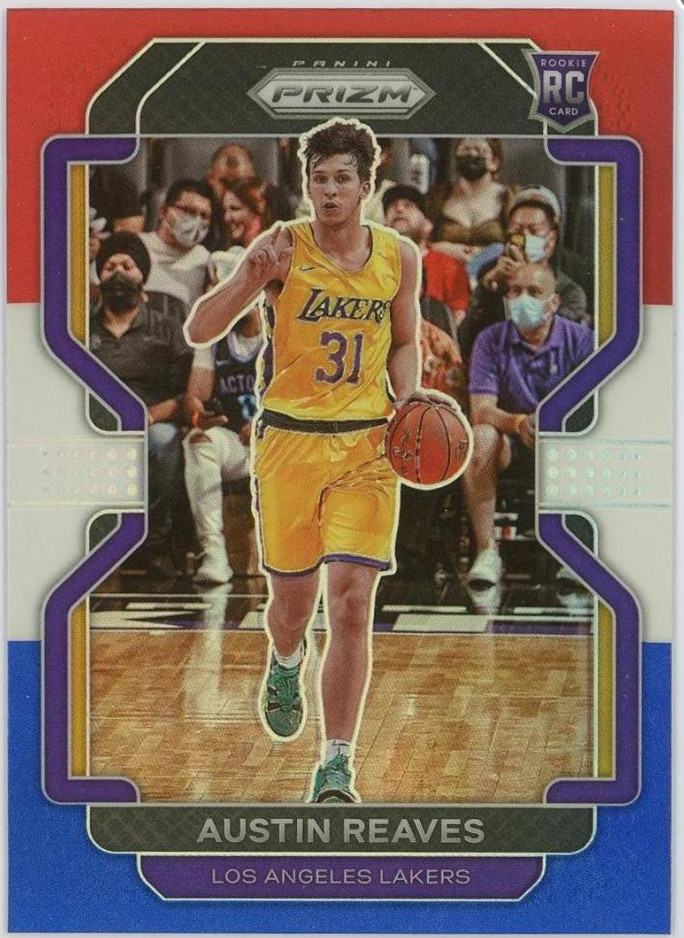 Austin Reaves 2021-22 Panini Prizm Red White Blue RC Lakers #165