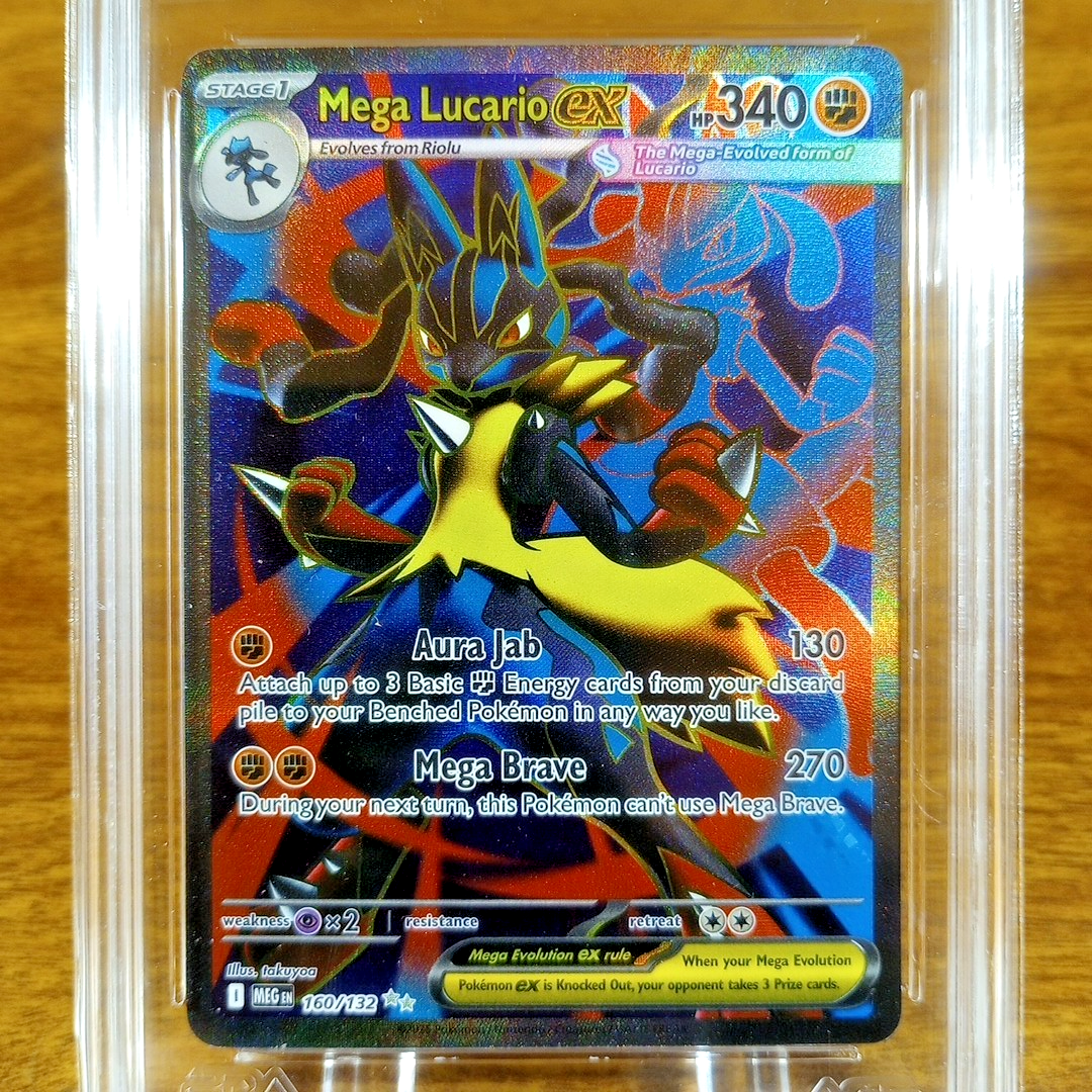 Pokemon Mega Evolutions Mega Lucario EX 160/132 AGS Gem-MT 10 FA