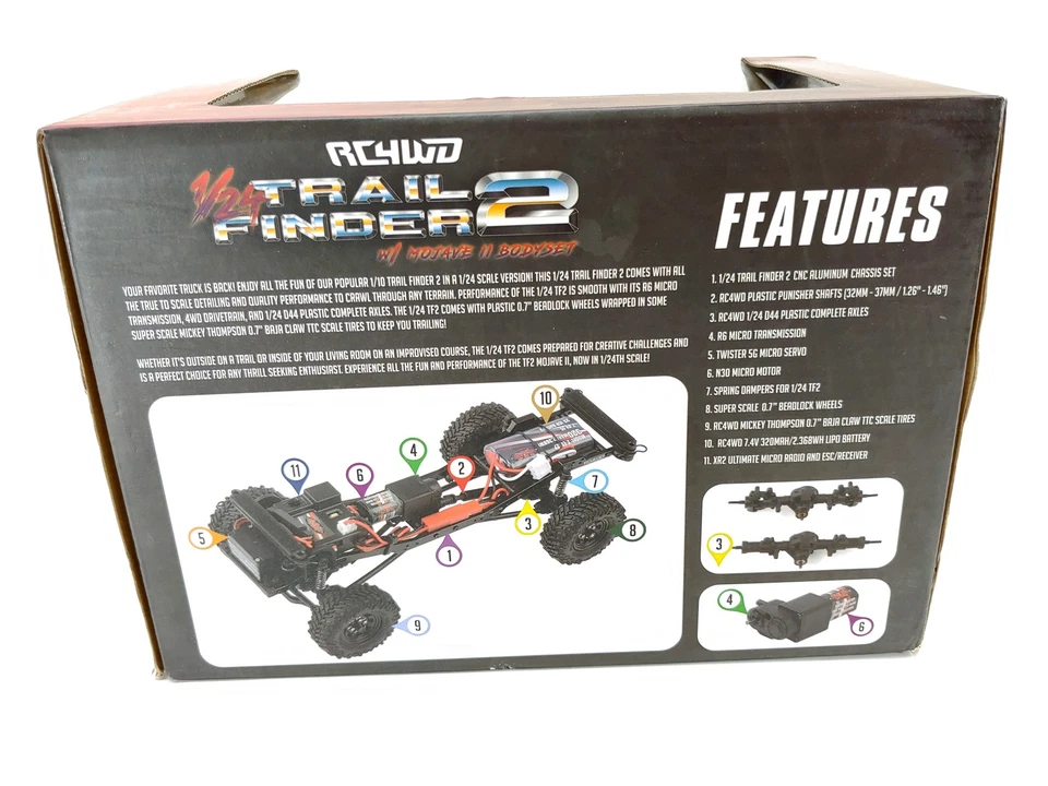 RC4WD 1/24 Trail Finder 2 RTR W/ Mojave II Hard Body Set (Blue - Image 4 of 4