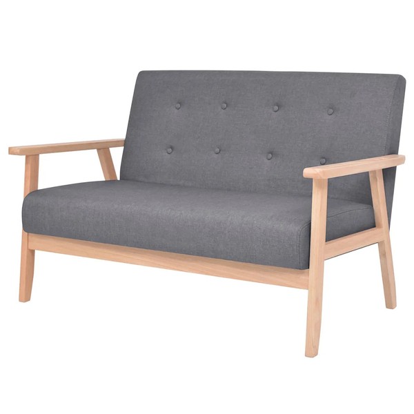 Sofa 2-Sitzer Stoff Dunkelgrau Moderne Couch PolstermöBel-image