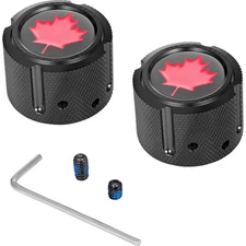FIGURATI DESIGNS RED MAPLE LEAF FRONT AXLE NUT COVER BLACK FD03-FAC-BK