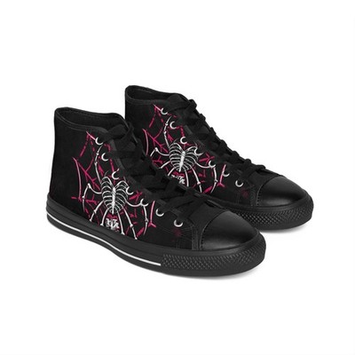 Skeleton Spider Web High Top Sneakers | Halloween Goth Skull Design