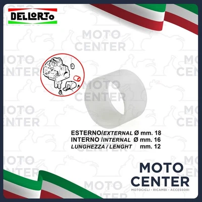 DELLORTO BOCCOLA RIDUZIONE ISOLANTE ATTACCO CARBURATORE SHA 10 Ø18→Ø16 LUNGHEZZA 12 MM