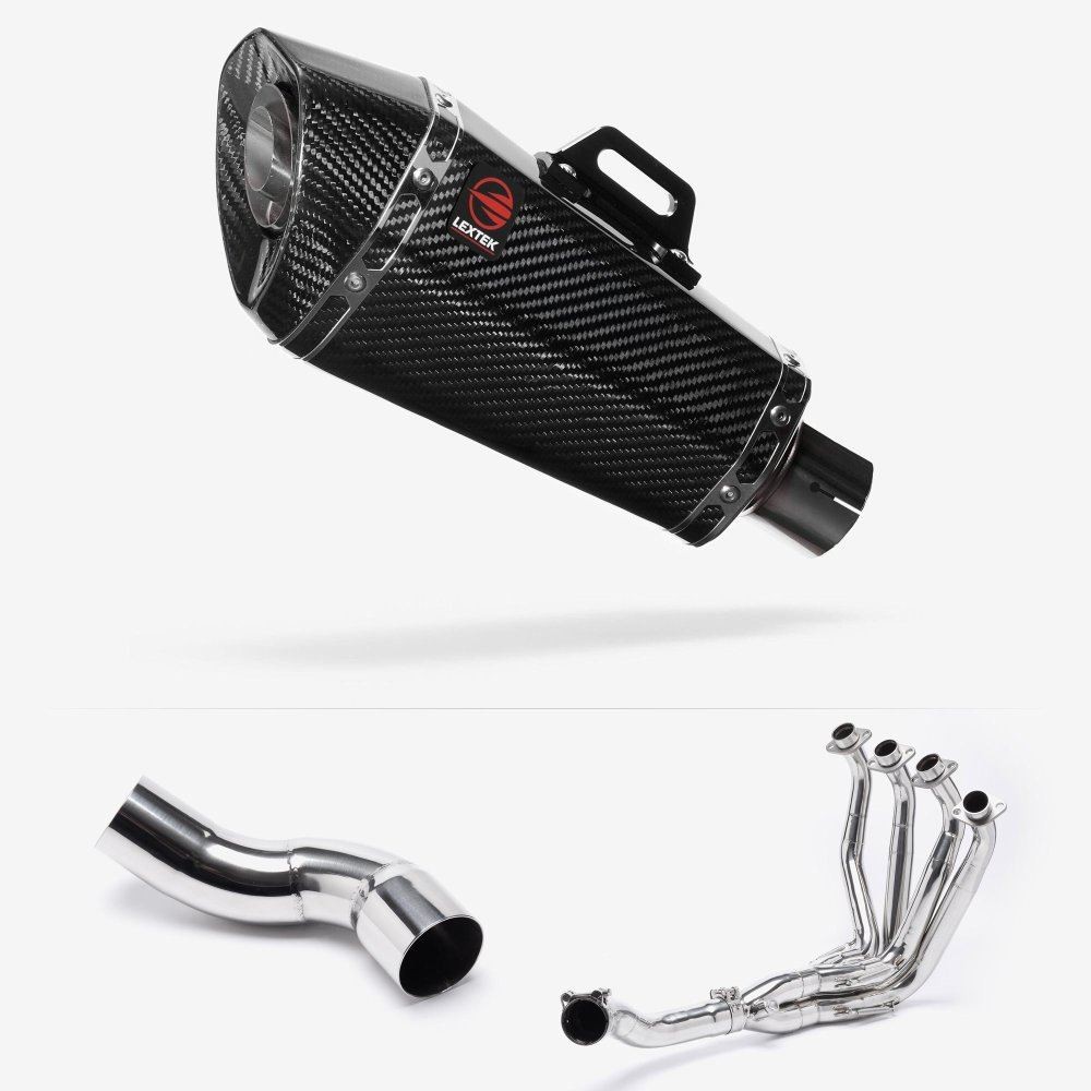 Lextek XP8C Carbon Fibre Exhaust System 210mm for Kawasaki Z900 (20-23)