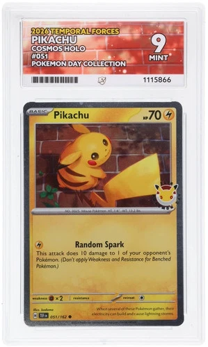 Pikachu Cosmos Holo Graded ACE 9 (051/162) Temporal Forces 2026 Poke Day Promo