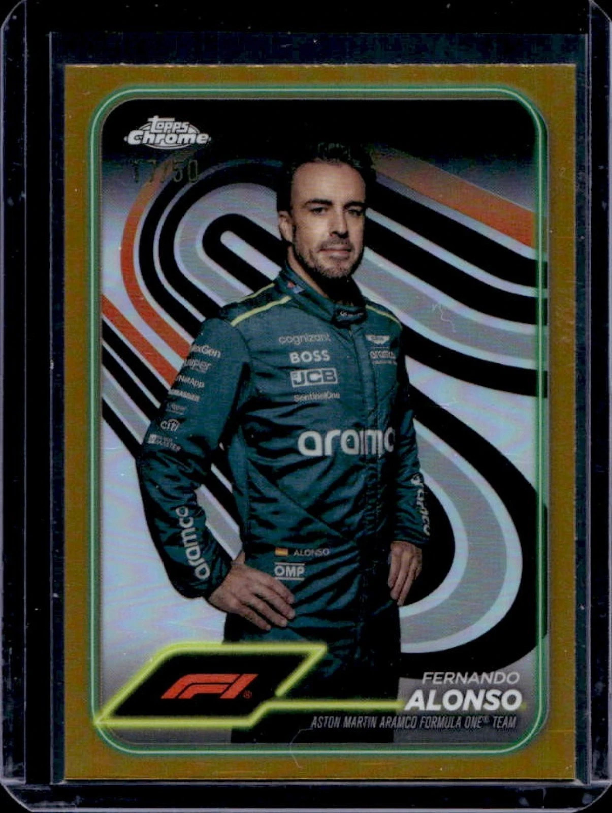 2024 Topps Chrome Formula 1 F1 Fernando Alonso Gold 37/50 #11 Aston Martin