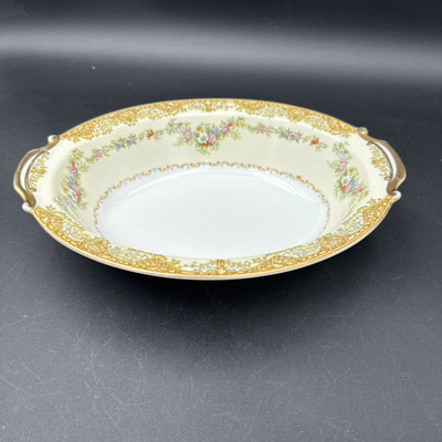 Noritake Japan Porcelain Loyalo Floral & Gold 10 1/2'' Oval Vegetable Bowl 1930s