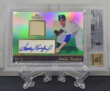 Sandy Koufax 2011 Topps Tribute Green Game-Used RELIC PATCH AUTO 26/75 BGS 9/10