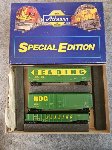 Juego de 2 vagones de carga Athearn HO Reading Company de 20 pies y 1 juego de góndola de 50 pies 2307 SE nudillo | Zustand: Used