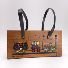 Vintage Enid Collins Rail Classic Wood Box Purse MCM Mid Century