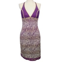 Intimately Free People New Slip Dress XS Leopard Print Purple Lace Trim Y2K