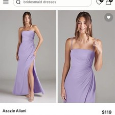 Azazie Aliani Strapless Convertible Chiffon Dress Lilac Size 10