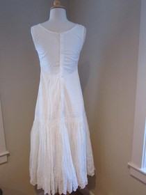 Antique 1910s/20s White Cotton Sleeveless Fitted Slip/Dress Whitework Embroidery