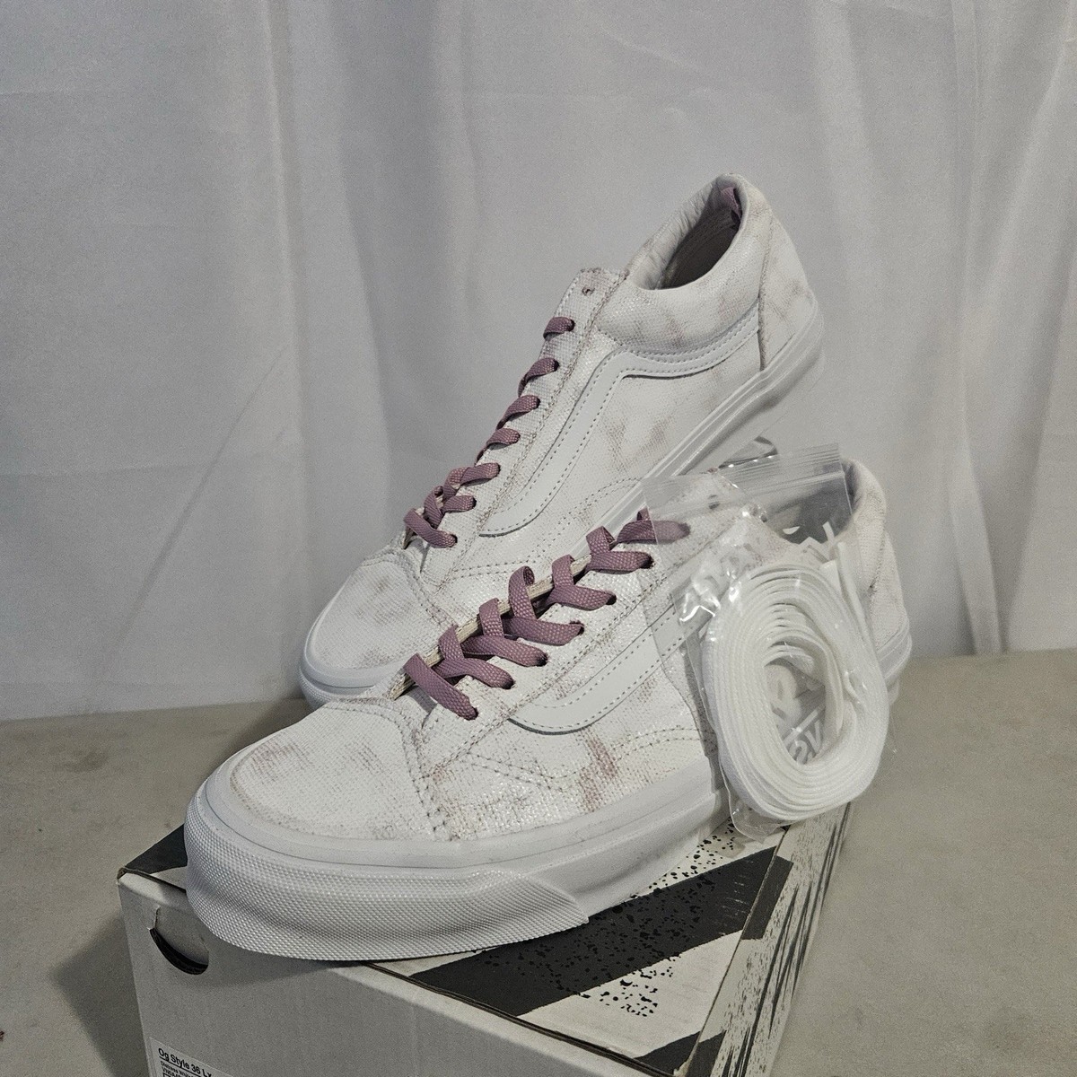 NIB Vans Vault OG Style 36 Lx Distress White Men's Skating Shoes
