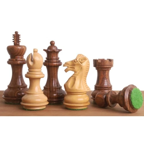 3.2" Laughing Knight Staunton Chess Pieces Only Set- Weighted Golden Roswood