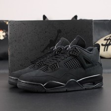 Jordan 4 Retro "Black Cat" Men's Black Basketball Shoes Mid Top 2025