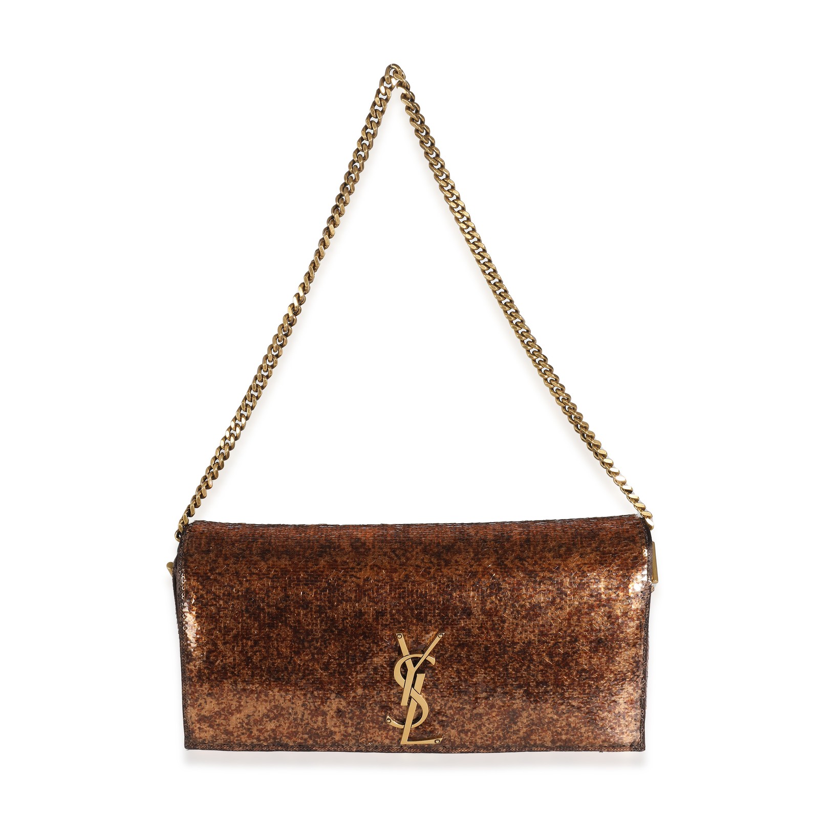 Saint Laurent Borsa media Kate 99 con paillettes al cioccolato piccante