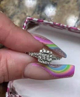 14K White Gold, w/14K Yellow Gold Diamond Touched Pixie Dust Undercarriage,1/3ct