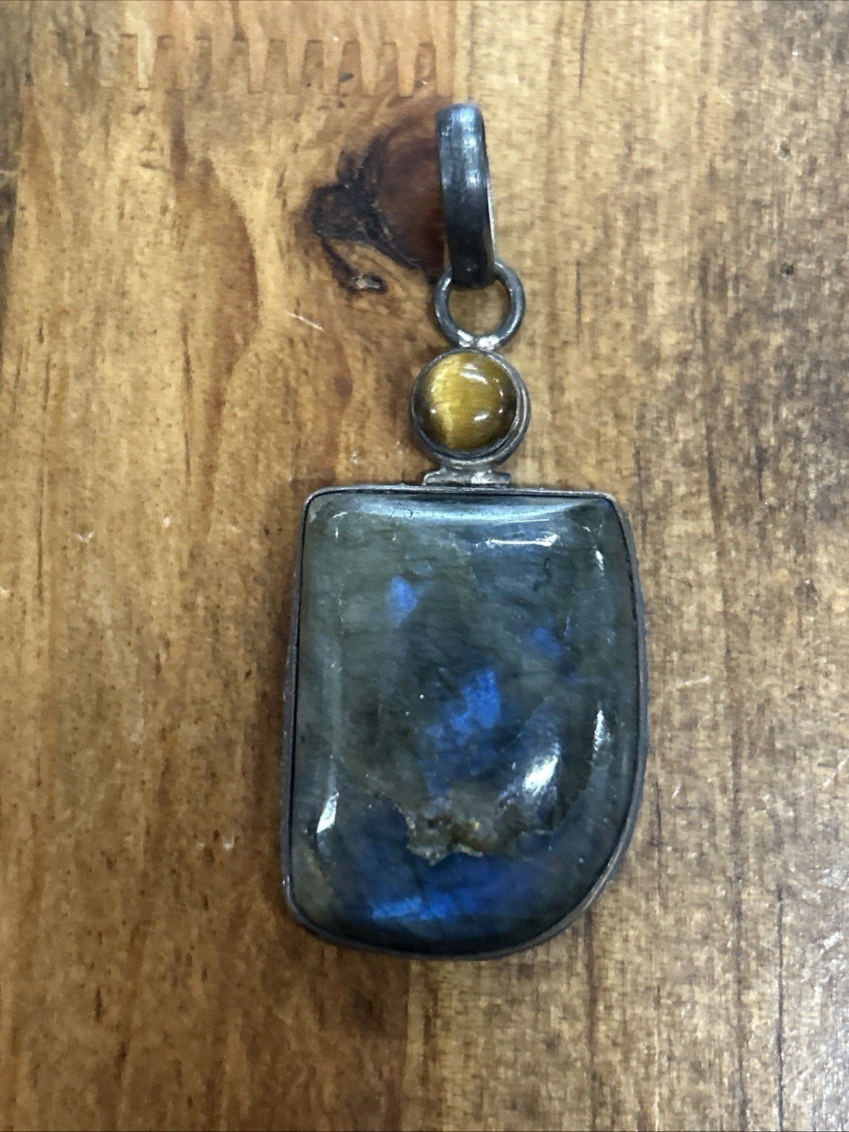 Sterling Silver Labradorite Irregular Shape Tiger… - image 1
