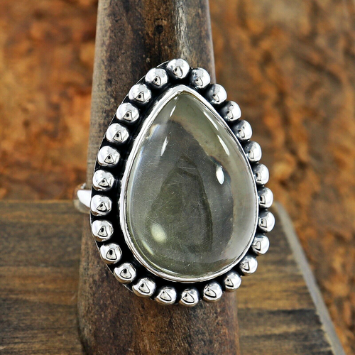 Bague ajustable en argent 925 et pierre naturelle