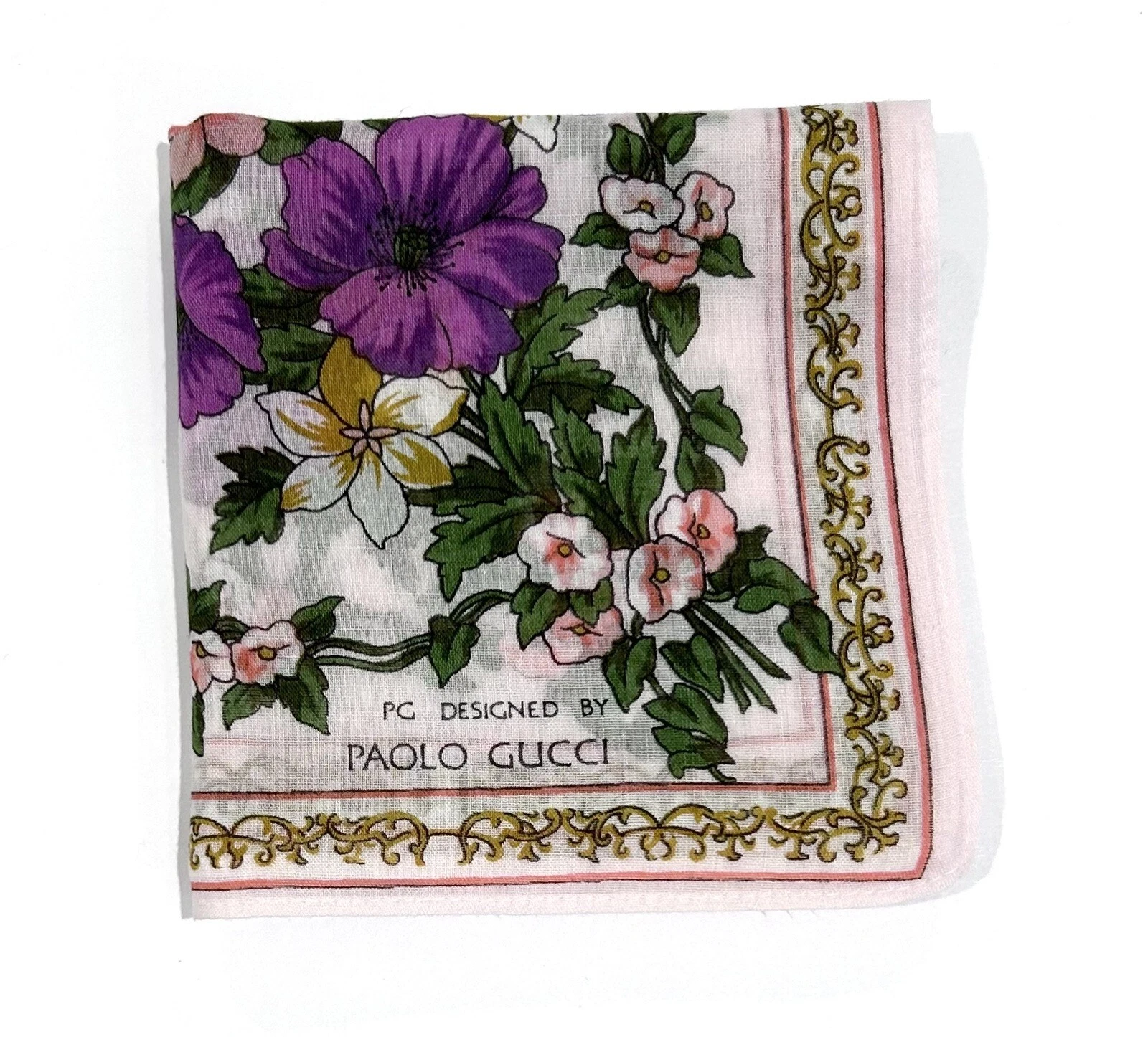MOUCHOIR FEMME ART FLORAL ROSE VIOLET BANDANA COTON POCHE CARRÉ 16”