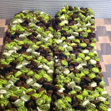 Handmade Crochet Wrist-Arm Warmers Fingerless Gloves Greens Browns M1-3