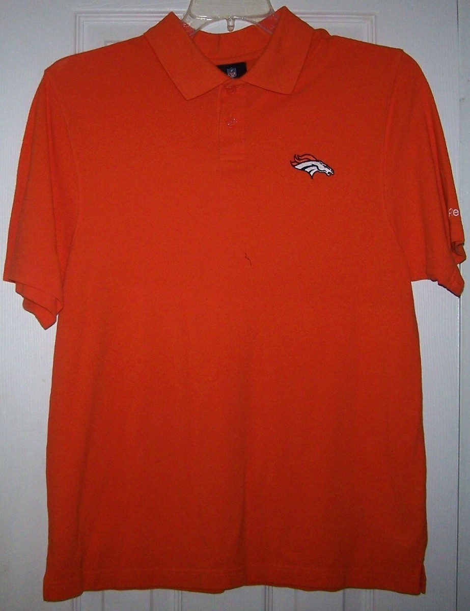 Denver Broncos Polo Shirt Mens Medium Reebok NFL Team Orange Embroidered  Logo