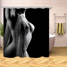 Body Art Girl Waterproof Shower Curtain Set Extra Long Bathroom Decor Curtain70"