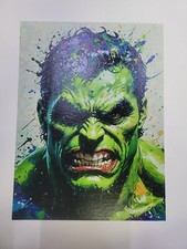 Hulk l' illusionista acrilico su tela cartonata dimensione 30x40 cm Coa