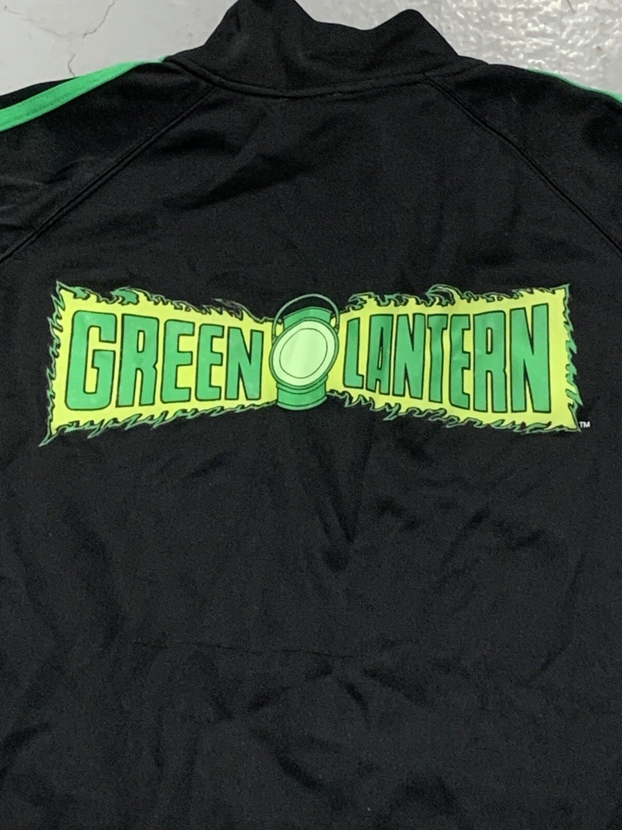 VTG Green Lantern Black Zip Up Track Jacket XL DC Comics