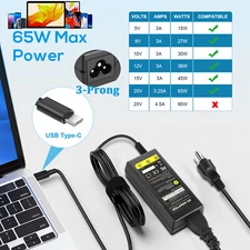 65W USB-C AC Adapter Charger Power Supply Cord For Lenovo Thinkpad Yoga Series